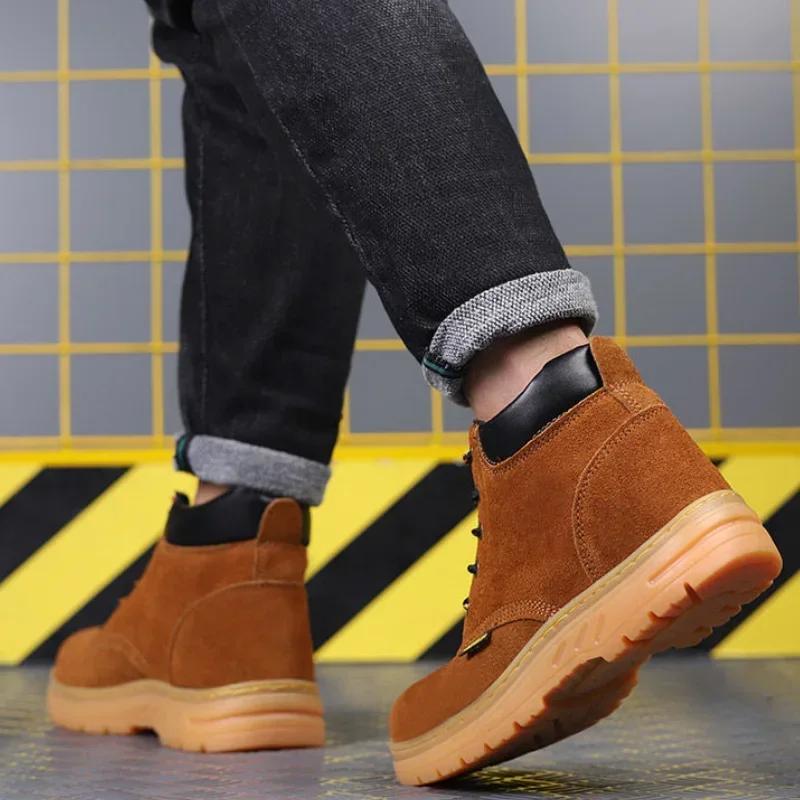 Весна Осень Промышленная Безопасность Работа Шнуровка Мужская Обувь Высокое Качество Новый Классический Мода Винтаж Предложение Y2k Распродажа Мужские Ботинки