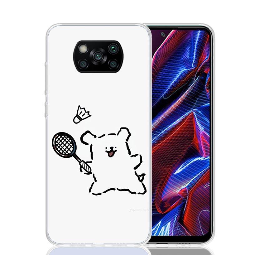 Спортивный чехол для телефона с бадминтоном для Xiaomi Poco X7 X6 X5 Pro F7 Ultra Redmi 15C 15 13 13C 12 12C 10 10A 10C 9 9A 9C 9T Чехол Poco X7