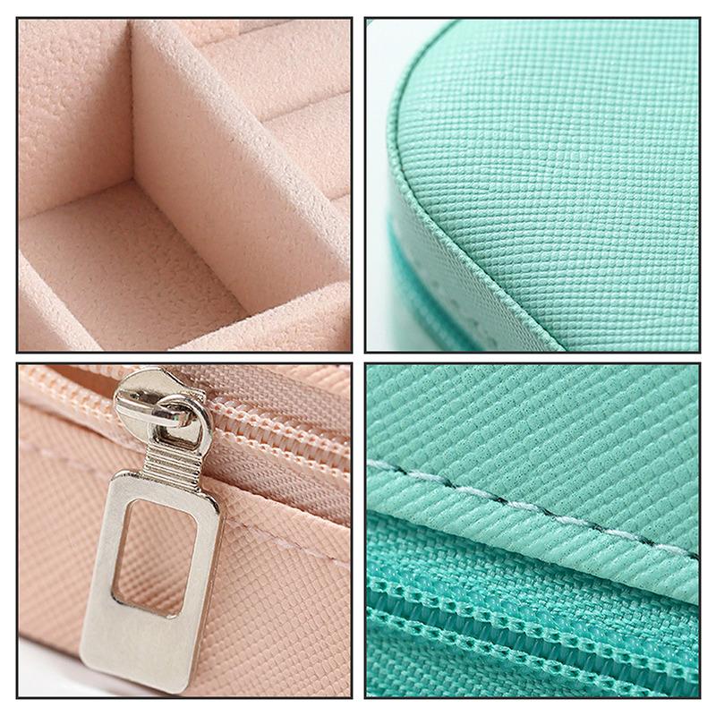 Portable Jewelry Storage Box Jewelry Organizer Display Travel Jewelry Case Boxes Button Leather Zipper Jewelers Joyero