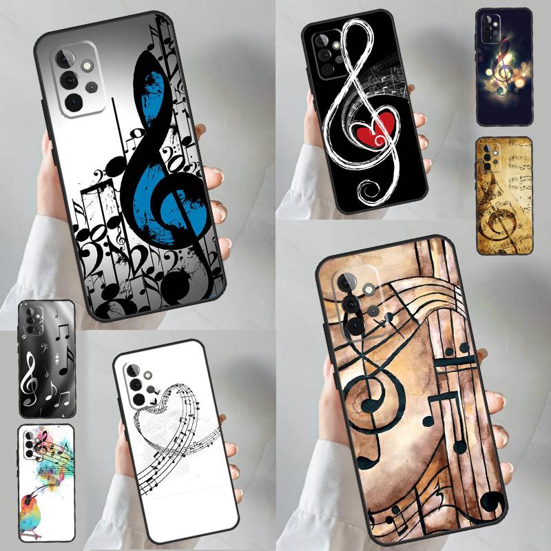Символ ноты Чехол для пианино для Samsung Galaxy A53 A33 A13 A12 A32 A52 A14 A34 A54 A15 A25 A35 A55 A71 A51 Чехол