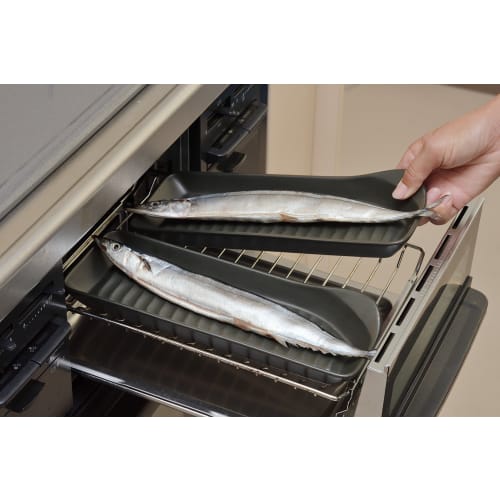 Kanese Minoyaki Heat-Resistant Whole Fish Grill Plate (1 Plate), Black, Approx. 10.0cm Deep x 28.0cm Wide x 4.0cm High, Product Number: 20116154