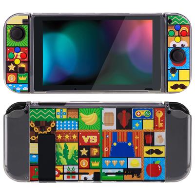 Защитный чехол PlayVital, совместимый с тонким чехлом из мягкого ТПУ для Switch с красочным узором кнопок ABXY, защитная оболочка для Switch, накладки,