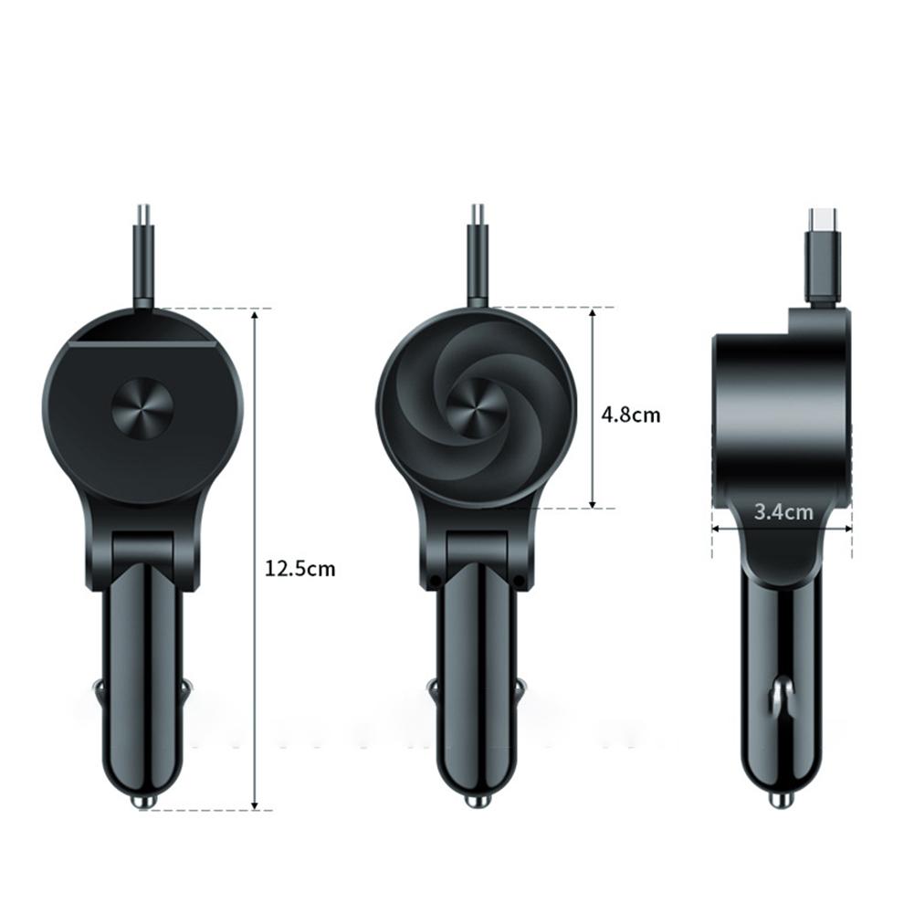 3 In 1 Car Charger Car Fast Charger Real-time Voltage Display Type-C Output Aluminum Alloy Material During Travels