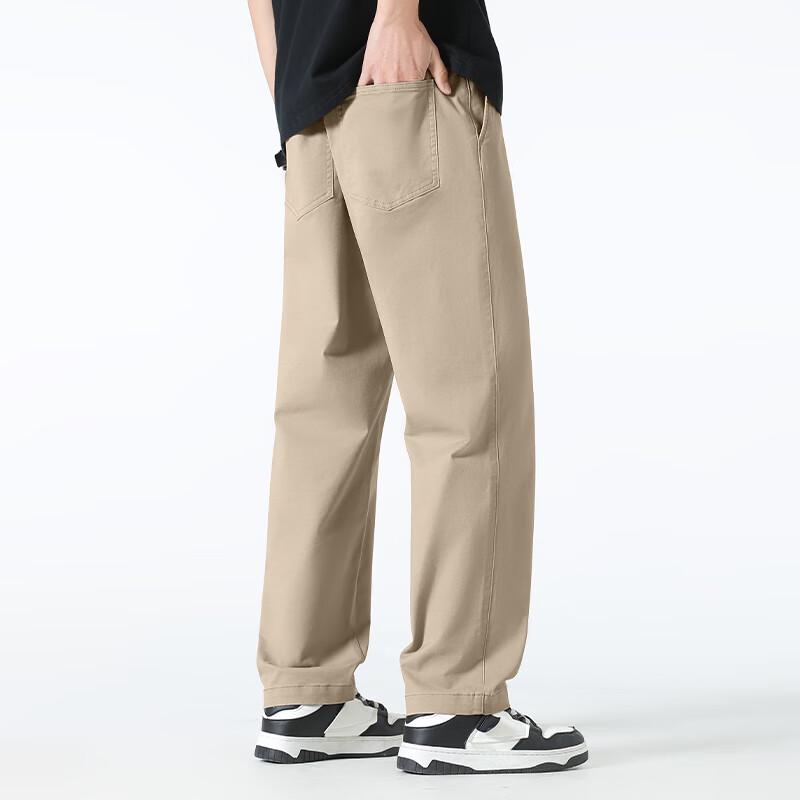 Fingercroxx Men's Washed Cotton Straight-Leg Casual Pants