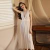 Sexy Nightgown Women Transparent Sleepwear White Ladies Lace Long Gowns Nightdress Sleeveless Wedding Night Dresses Low-cut
