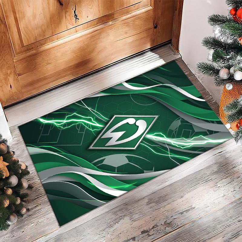 Werder Bremen Football Print Crystal Velvet Rug, Comfortable Water Absorbent Non Slip Indoor Floor Carpet