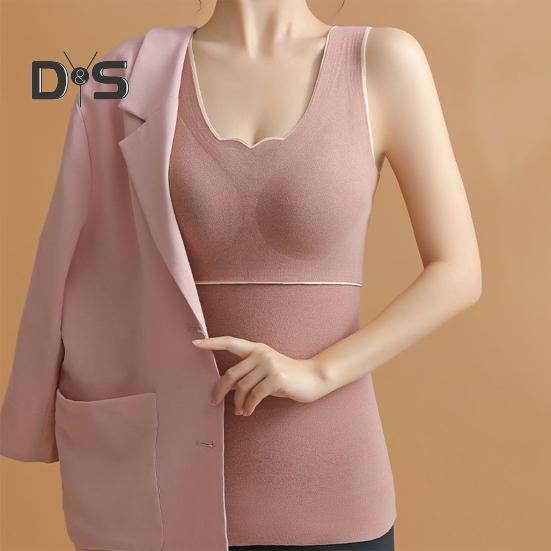 Женский осенне-зимний тепловой жилет, утолщенный плюшевый жилет без рукавов с V-образным вырезом, облегающий мягкий пуловер, мягкий эластичный низ без косточек, нижнее белье, майка