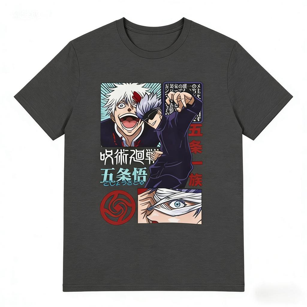 2026 Лето 100% Чистый хлопок Jujutsu Kaisen Аниме персонаж Рисунок Повседневная Футболка с коротким рукавом Круглый вырез Модная качественная футболка