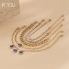 iF ME 5 шт./компл. браслет с цепочкой из циркония и золота для женщин, ювелирные изделия, аксессуары