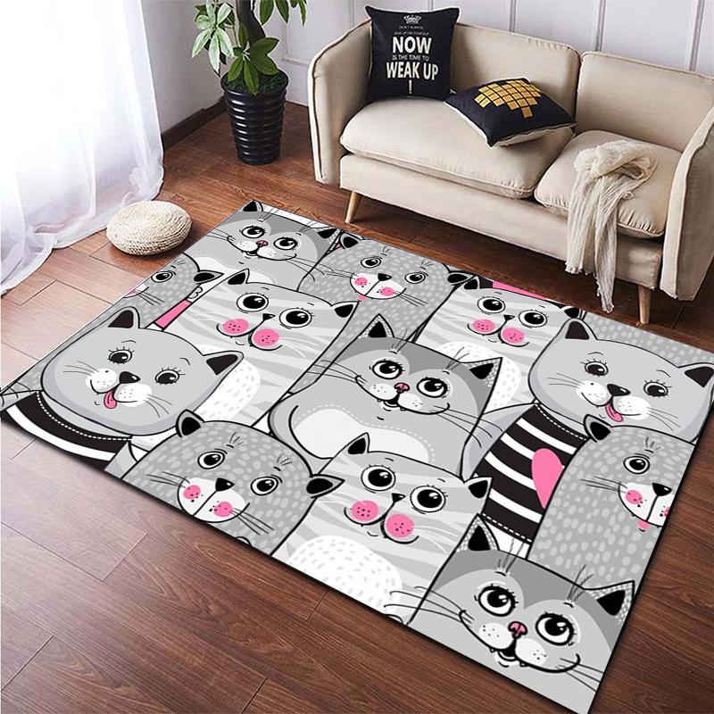 Милый ковер с мультяшным котом для йоги в гостиной, детский коврик для игр, коврик для ползания, придверный коврик, прекрасный котенок, домашний декор, напольные коврики