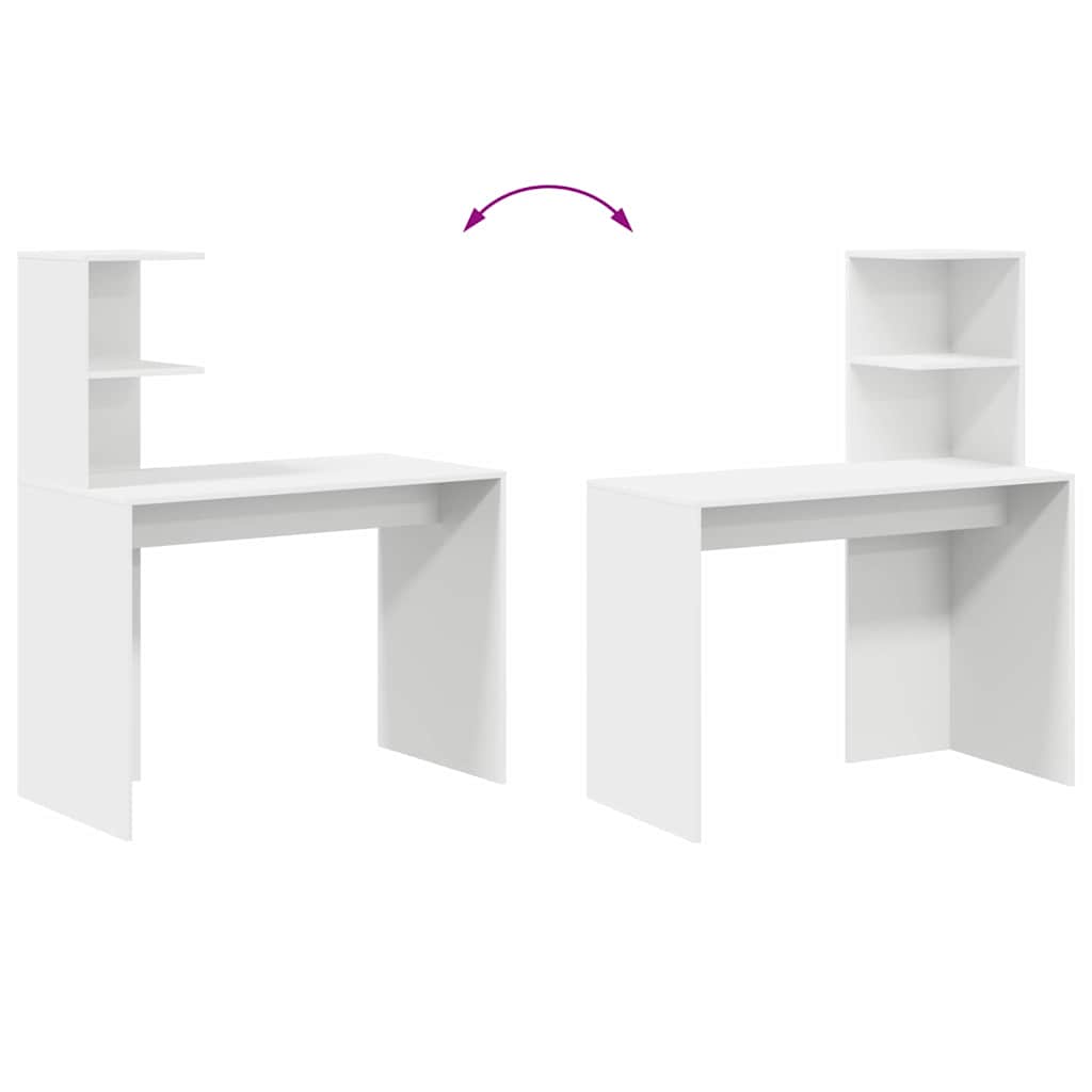 White Desk with Shelf 102 x 50 x 124 cm Engineered Wood
