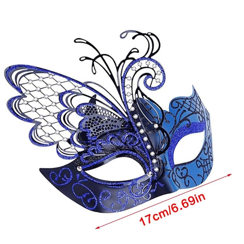 2Pcs Masquerade Mask for Men Women, Glitter Butterfly Eyemask Masquerade Half Face Cover Masquerade Costume Decoration