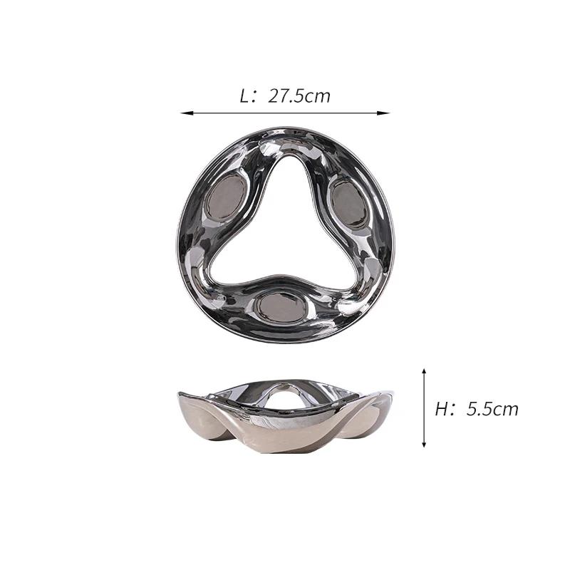 Однотонный круглый керамический поднос для фруктов, закусок, поднос для орехов, чайный столик, поднос для конфет, десертная тарелка, бытовые креативные подносы для хранения