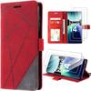 Case + 2 Tempered Glasses for Xiaomi Redmi Note 14 Pro Plus 5G / Redmi Note 14 Pro+ 5G, Shockproof Leather Effect - Red
