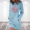 Women's Fashion Christmas Printed Pockets Long Sleeve Pullover Dress