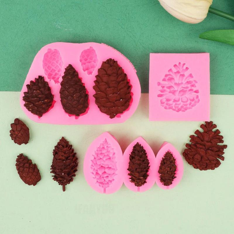 3 стиля листвы рождественской елки шишка силиконовая форма смола инструменты для вечеринки кексы помадка торты украшения инструменты