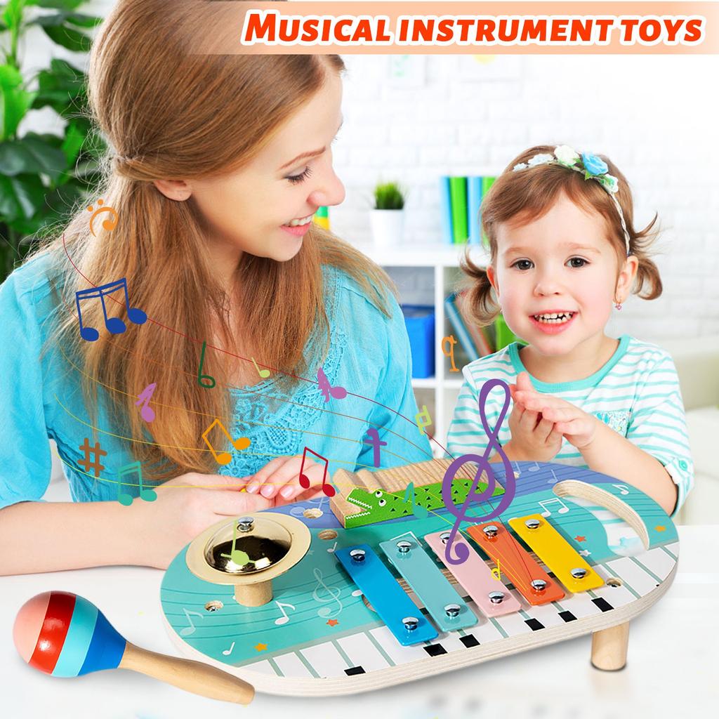 Игрушки-перкуссионные инструменты, ручные хлопающие барабаны с колокольчиками, шейкеры, медный шуршащий инструмент для трения, набор из четырех предметов