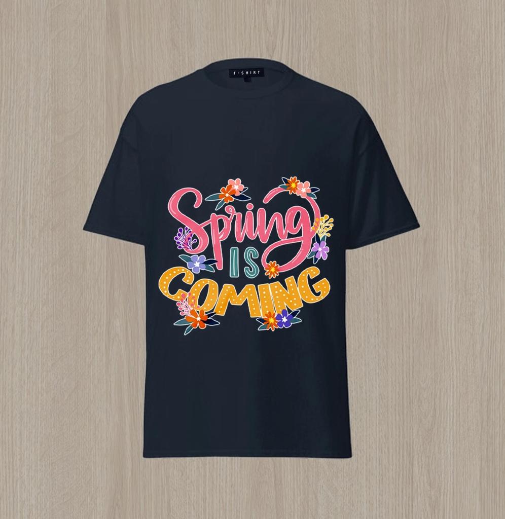 Custom Spring is Coming Graphic T-shirt Design Unisex Jersey Short Sleeve Tee