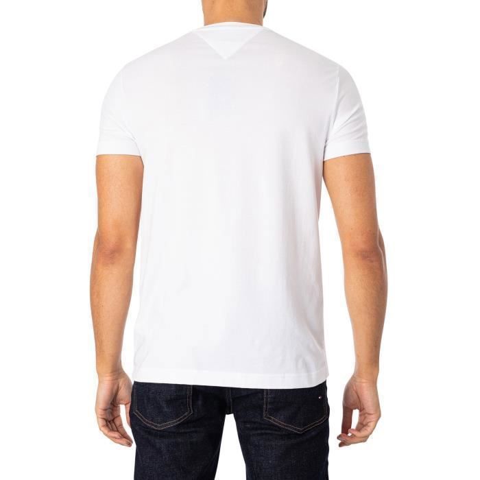 Tommy Hilfiger Pour des hommes T-shirt Core Stretch extra-fin, blanc