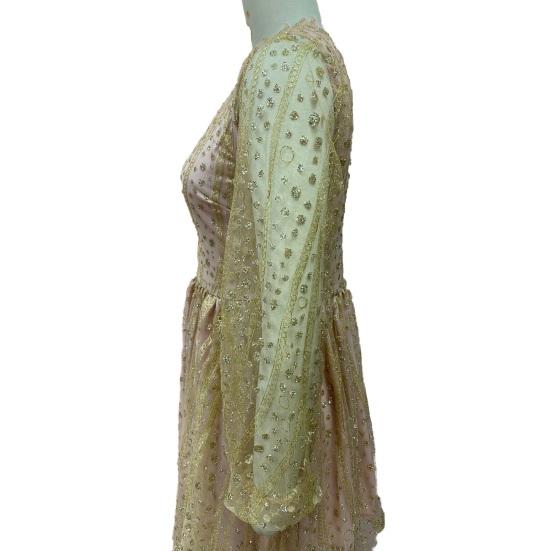 Вечернее платье с глубоким V-образным вырезом, прозрачным сетчатым платьем А-силуэта, коротким платьем с длинными рукавами-фонариками для выпускного вечера и коктейльной вечеринки