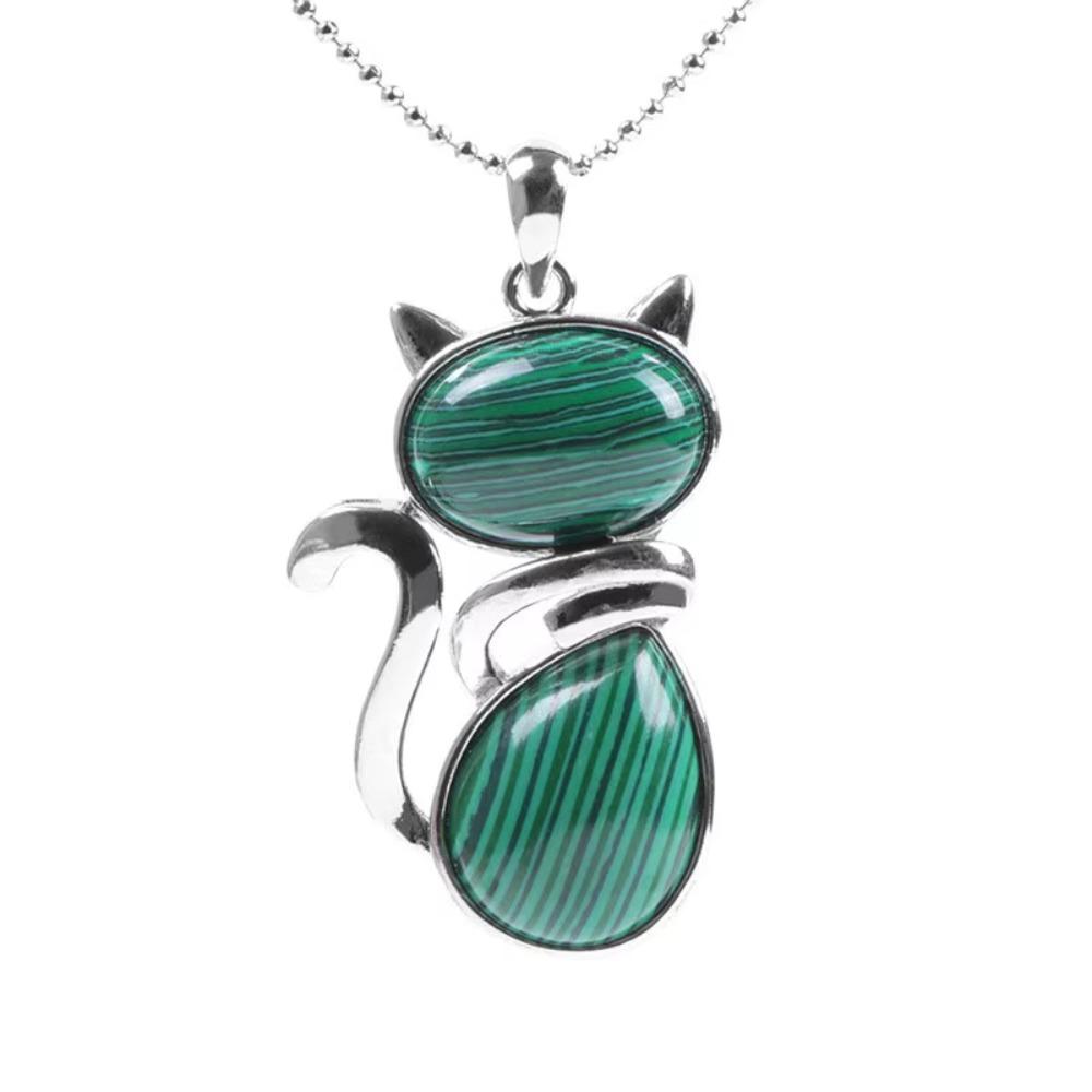 Pink Purple Stone Pendant Cute Shape Cat Jewelry Necklaces Daily Wear Cat Necklaces  Women Girl