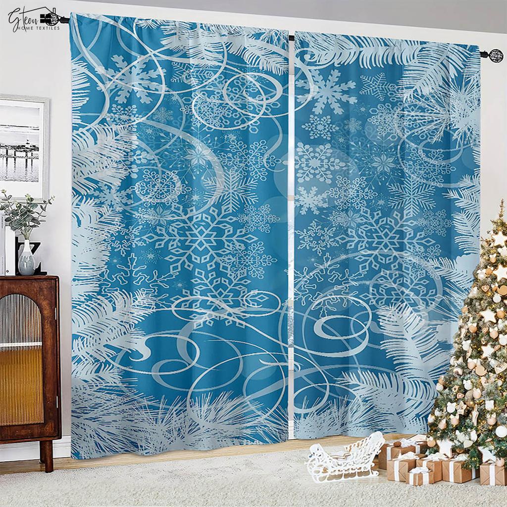 Рождественские украшения Шторы Рождественская елка Санта-Клаус Подарок Снеговик Гостиная Детская комната Новогодние праздничные шторы 2 шт.