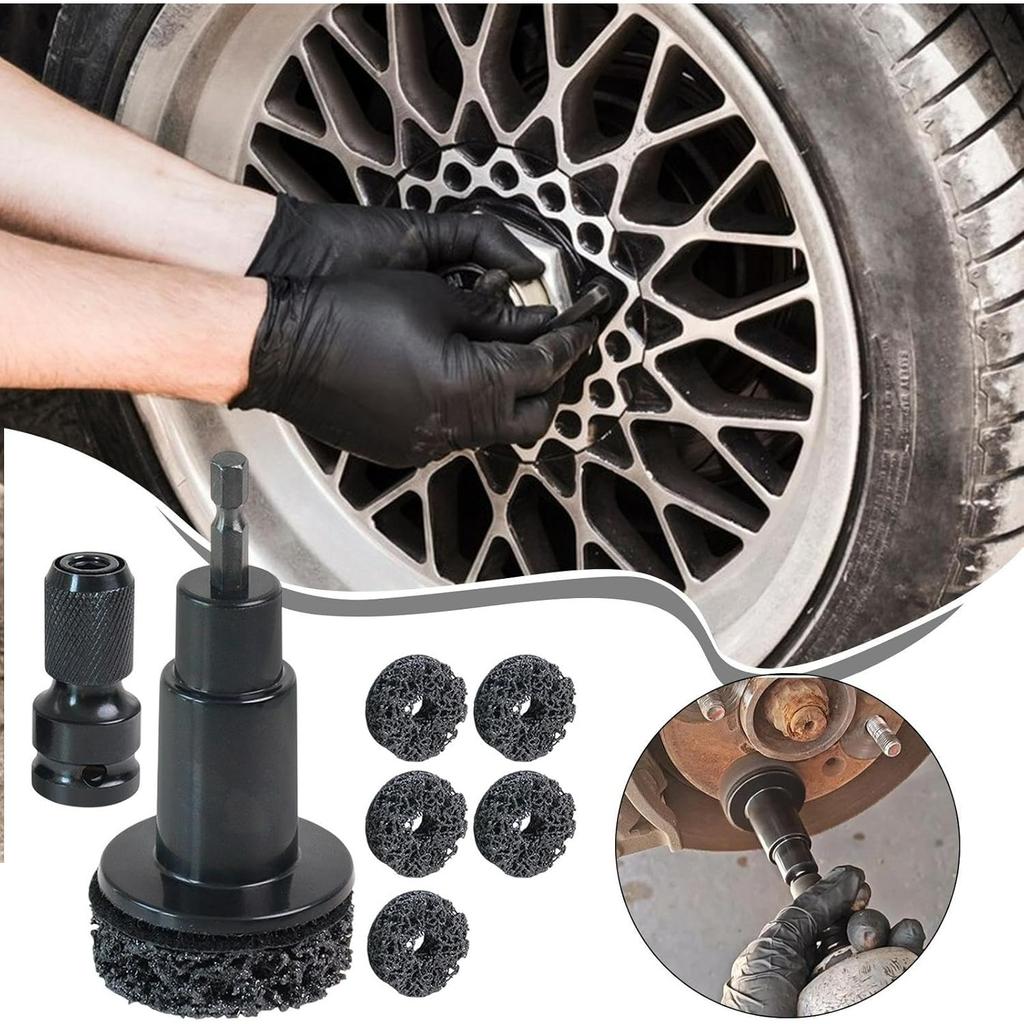 Stud Rust Removal Tool,Hub Cleaning Tool,Brake Hub Resurfacing Kit,Wheel Stud Cleaner,Polishing Maintenance Automotive Tool,Portable Rust Remover