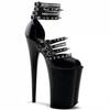 Sexy Women Rivets Sandals Party Pointed Nail High Heel Shoes Peep-toe Thin Heel Summer Black Sandals Ladies Pole Dance Shoes