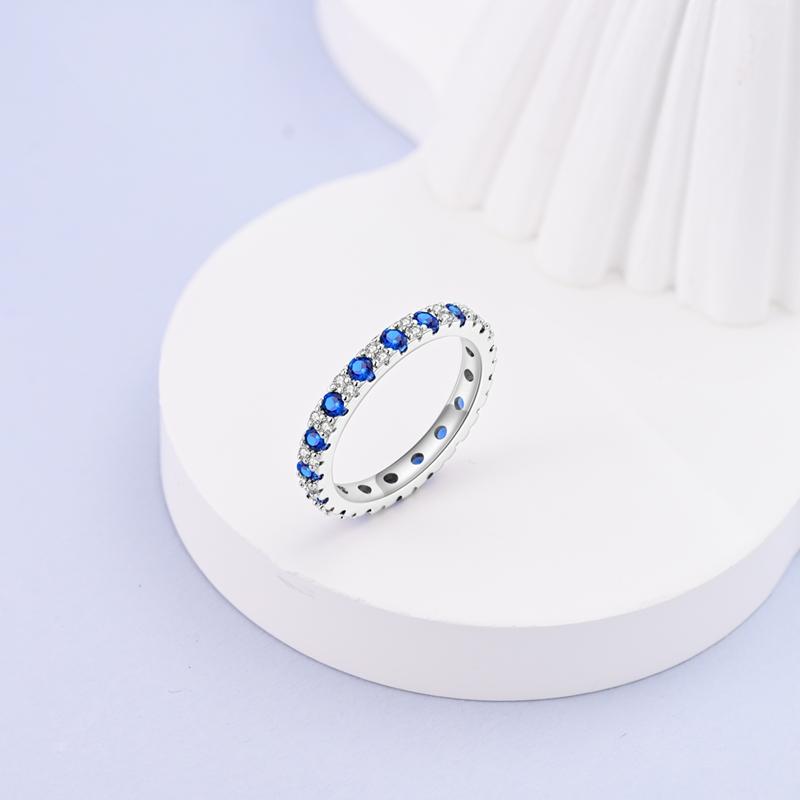 Original 925 Silver Ring Sparking Blue Zircon Rings For Women Girls Jewelry Birthday Anniversary Gifts