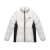 Li Ning Color Block Letter молния воротник стойка удобная дышащая универсальная короткая хлопковая куртка мужская куртка белая AJMU219-2