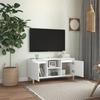 VidaXL Meuble TV avec pieds en bois massif Blanc 103,5x35x50 cm