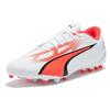 Puma Ultra Play Round Toe Lace-Up AG FG Soccer Shoes Men Soccer Shoes White Black Red 107527-01
