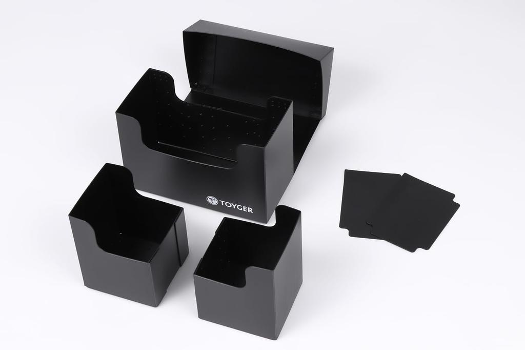 TOYGER Двойной кейс для колоды Тип Супер Универсальный Большая Вместимость Колода Поставляется с 2 Разделителями [Вкладываемый Кейс] (черный)