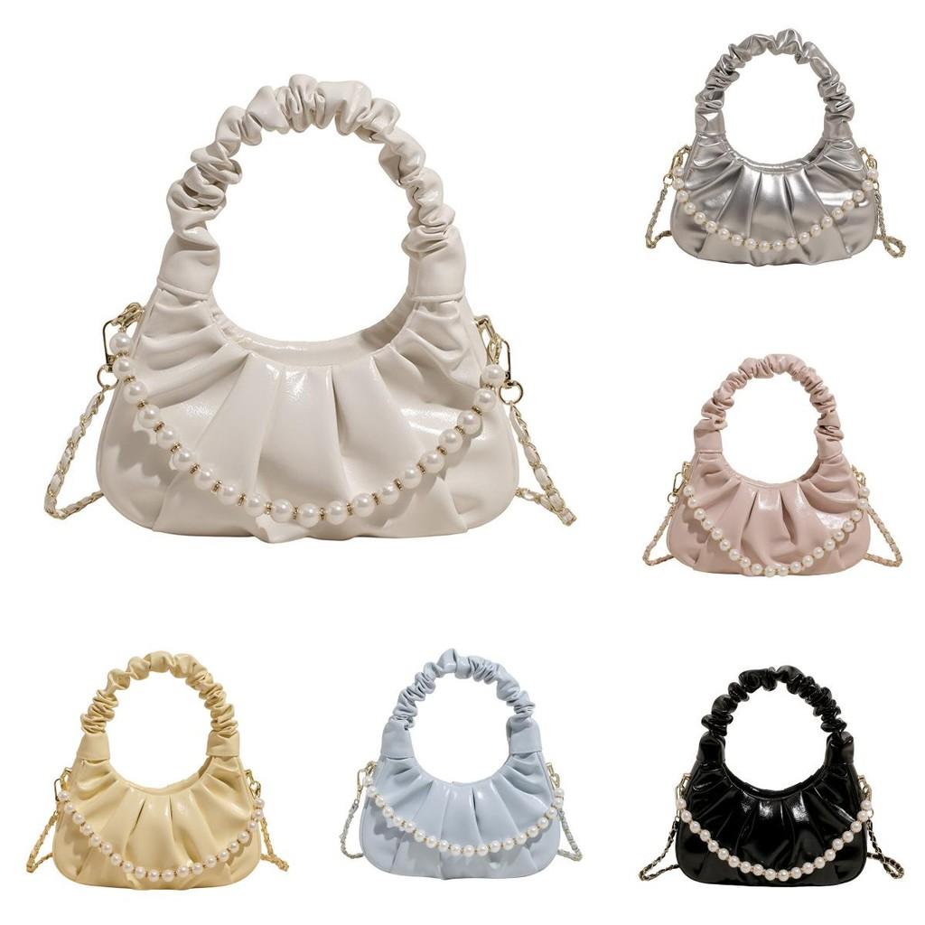 Elegant Small Shoulder Bag With Pleated Design And Cell Phone Pocket For Daily Fashion
