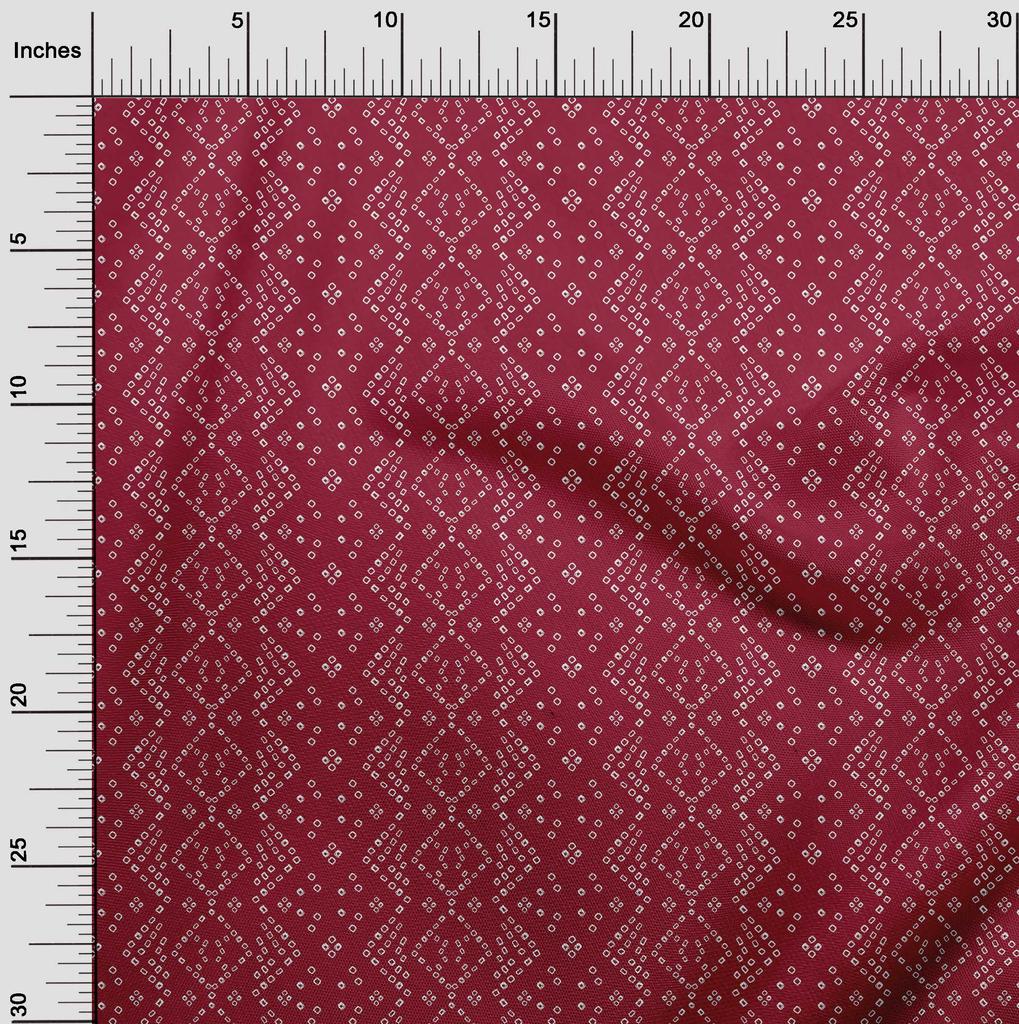 oneOone Cotton Flex Carmine Red Fabric Small Motif Bandhani Sewing Material Print Fabric By The Yard 40 Inch