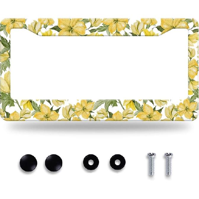 Waves License Plate Frame Ocean Wave Mounta License Plate Stainless Steel Parts Funny License Plate Decorative With Screws Size 12.3" X 6.3"