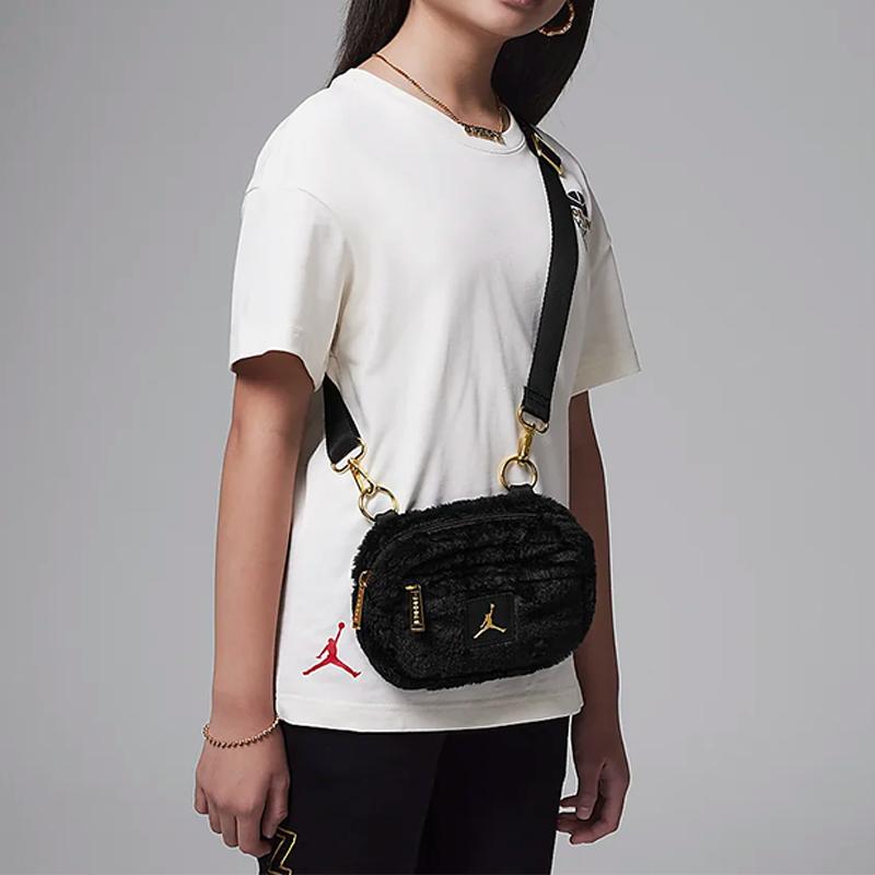 Jordan Logo Zip Closure Polyester Shoulder Crossbody Bag Women Bags Black Gold HV8005-010