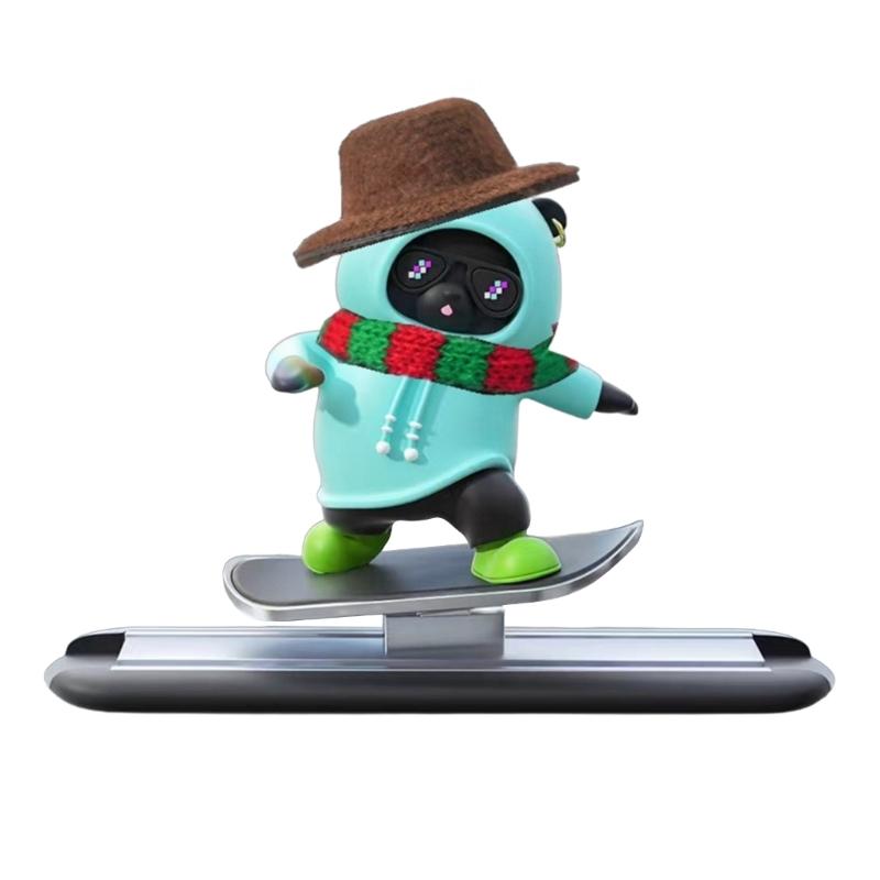 Car Interior Decorations Cute Dashboard Ornament Cartoon Skateboarding Bear Decor Car Interior Accessory Gift for Friend