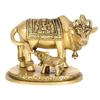 Latest Brass Holy Kamdhenu Cow and Calf Sculpture, Standard, Pack of 1