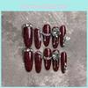 New Year Edition Red Glitter Diamond Handcrafted Nailwear Xs S M L
