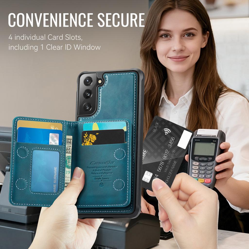 For Samsung Galaxy S22+ 5G Magnetic Case CASEME ME80 Series Leather PC TPU Phone Cover with Detachable Wallet