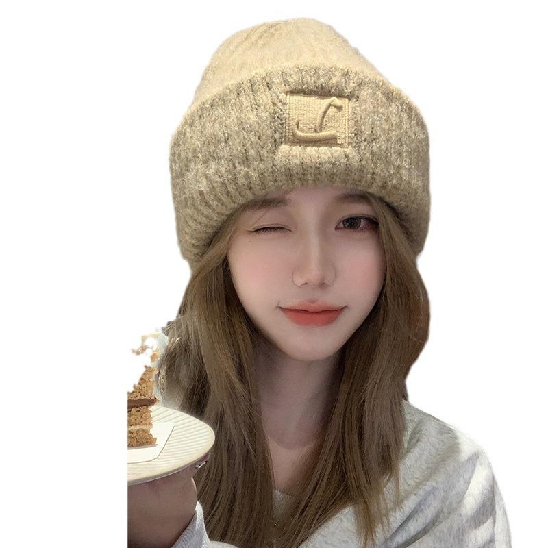 Ленивый ветер большая версия свободное лицо маленькая шерстяная шапка женская осень и зима универсальная утолщенная вязаная шапка головной убор