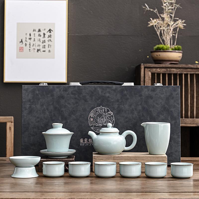 Ручной обжиг Кунг-фу чайный набор Домашний полный набор Чайник Крышка Чаша Чашка Подарки Деловые мероприятия Национальный стиль Национальный стиль Подарочная коробка