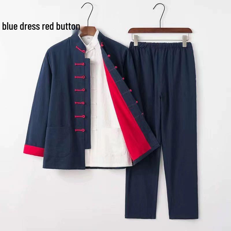 Мужской костюм тан: Ретро куртка Чжуншань, ханьфу в китайском стиле для людей среднего и пожилого возраста, для ношения весной/осенью.