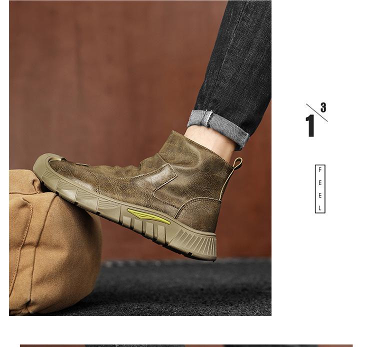 Men's Black Non-Slip Velvet Martin Boots - Wear-Resistant, Comfortable, and Stylish for Autumn/Winter