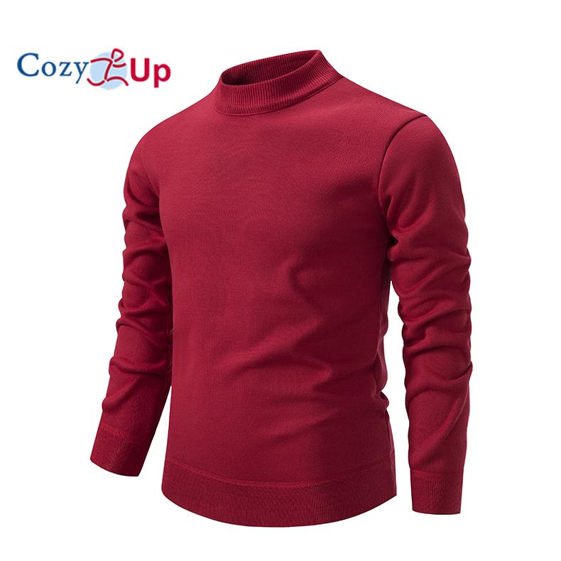 Cozy Up Men's Round Neck Solid Color Knitted Sweater Autumn and Winter Thick Base Warm Outer Wear Sweater