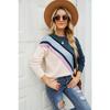 Autumn and Winter Women's Sweater Fashion Striped Colorblocking Knit Sweater Round Neck Pullover Sweater