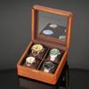 Коробка для хранения часов с 4 отделениями, прозрачная маленькая витрина, деревянный органайзер-держатель, квадратные часы, аксессуары с нижней подкладкой