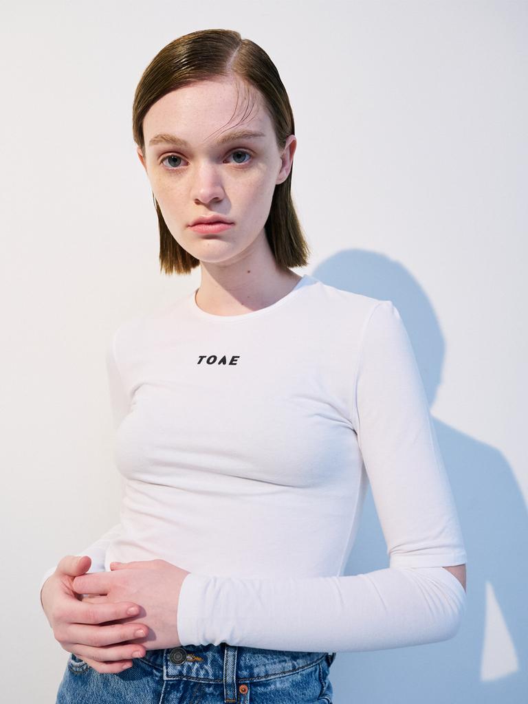 TOSE Sleeve Point Long Sleeve T-Shirt White