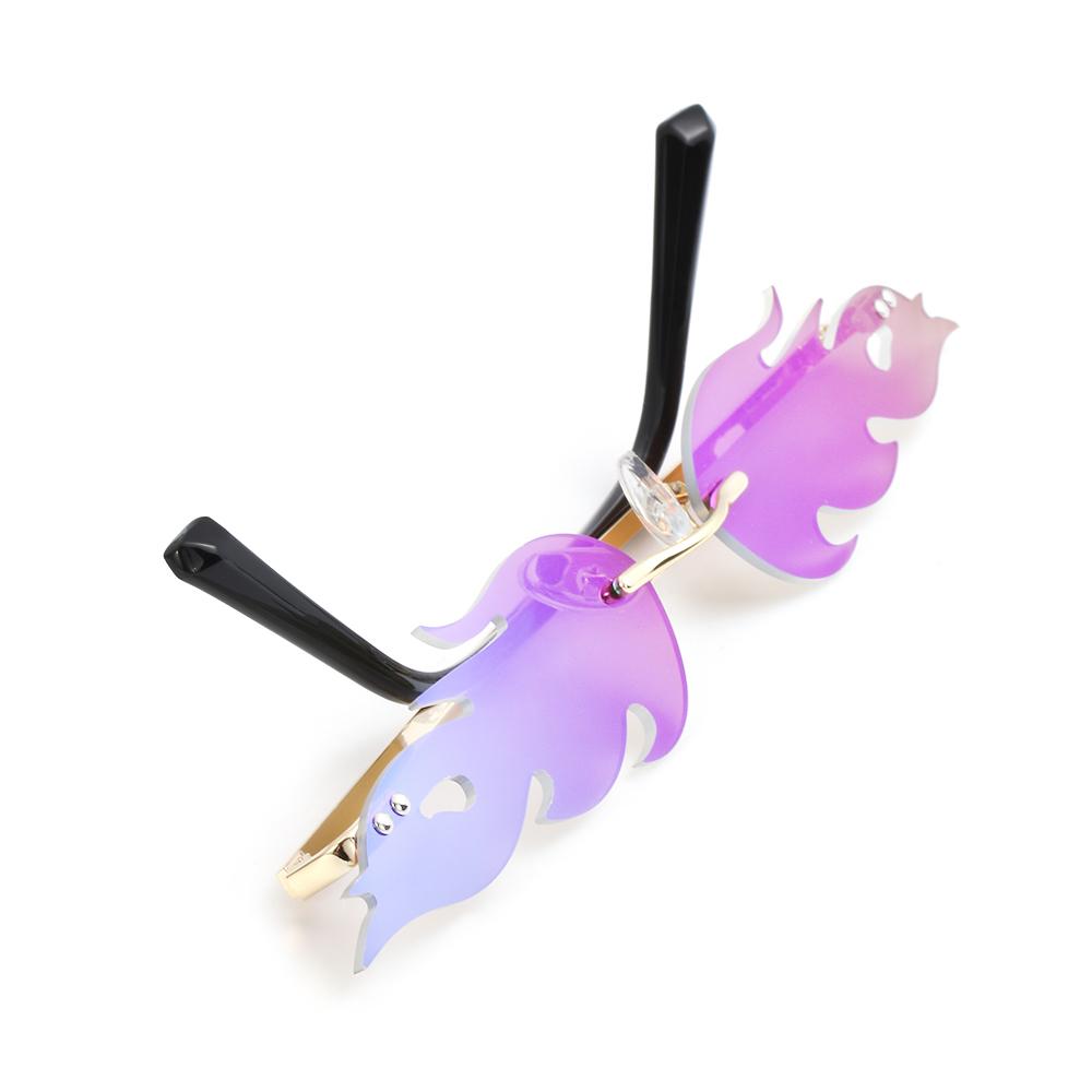 Streetwear Trending Eyewear Fire Flame Rimless Wave Sun Glasses Fashion Sunglasses
